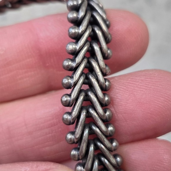 Sterling Silver .925 Bracelet Woven Herringbone‎ Style Chain Italy Marked AJ - Picture 5 of 5